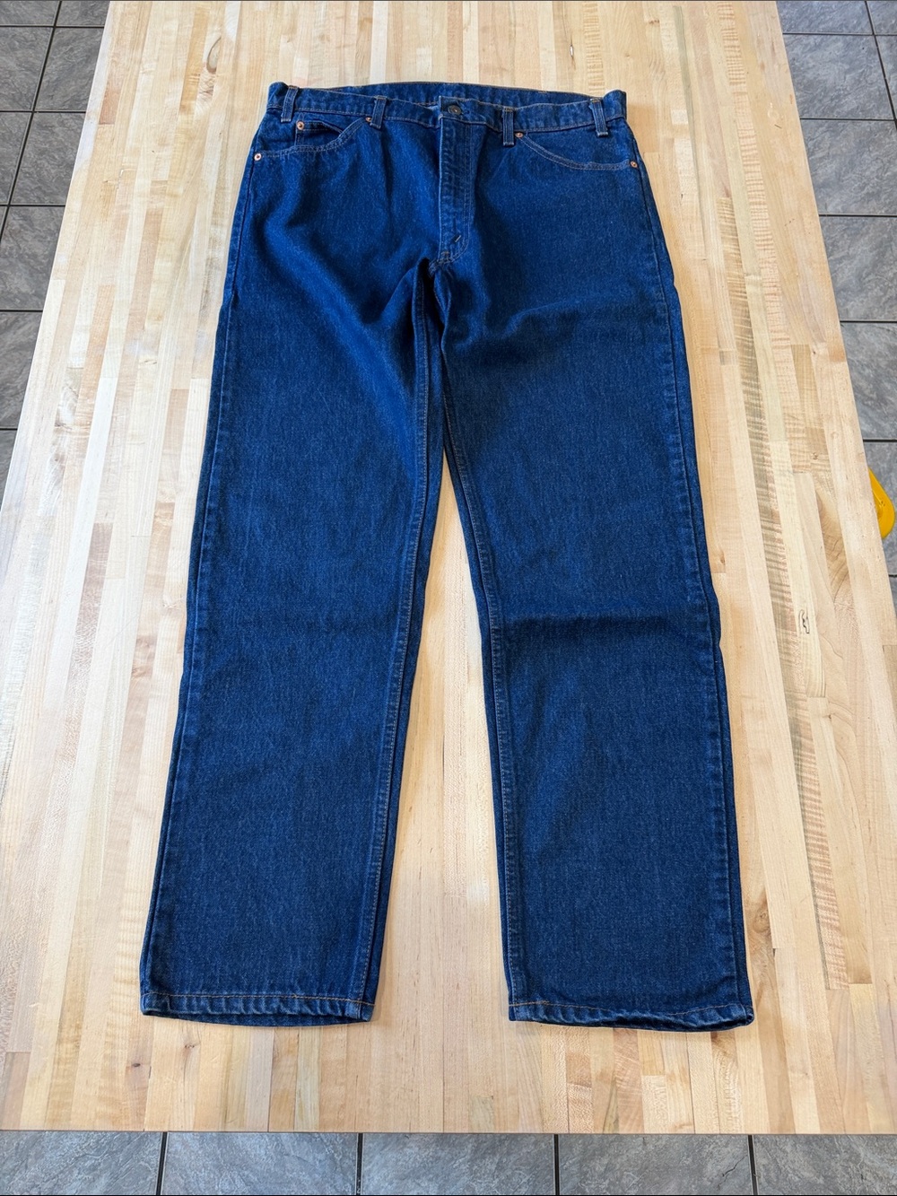 Levi's 505 Straight-Leg Dark Blue Jeans Orange Tab